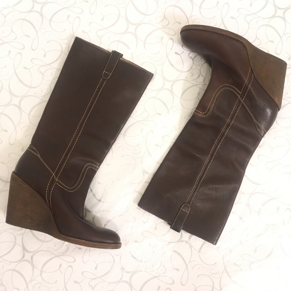 Frye | Leather Wedge Boots 9.5M